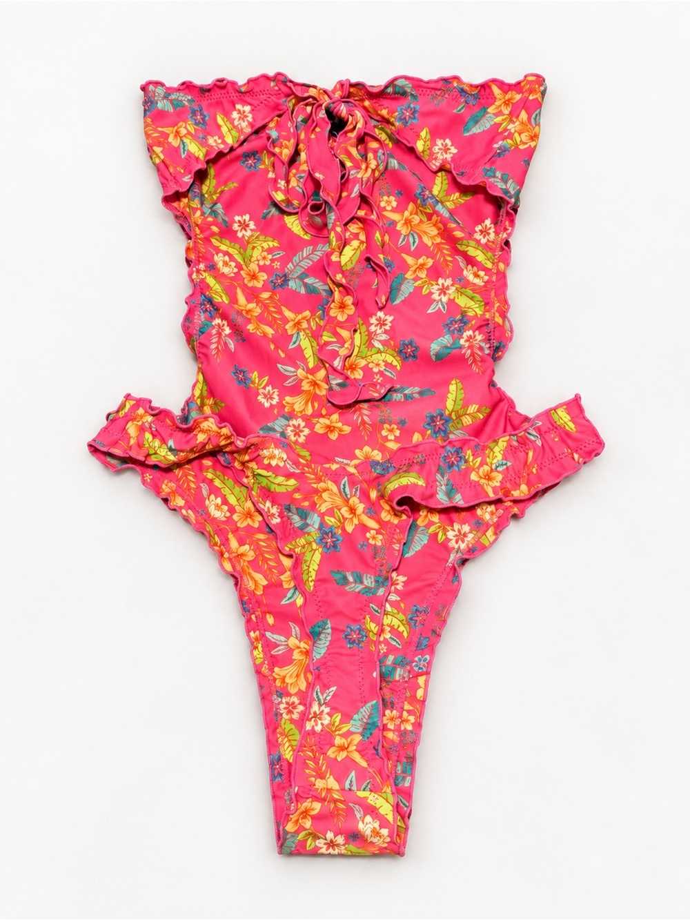 Kulani Kinis Floral Ruffle One-Piece Swimsuit - Hot Pink - Picture 2 of 2